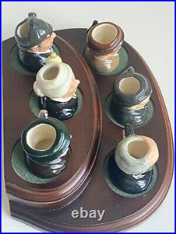 ROYAL DOULTON SHERLOCK HOLMES Set With Stand Tiny Character Jugs Set 7 PC SET