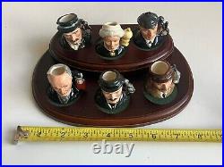 ROYAL DOULTON SHERLOCK HOLMES Set With Stand Tiny Character Jugs Set 7 PC SET