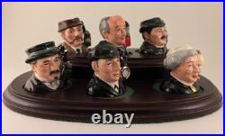 ROYAL DOULTON SHERLOCK HOLMES Tiny Character Jugs Set With COA & Display