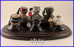 ROYAL DOULTON SHERLOCK HOLMES Tiny Character Jugs Set With COA & Display