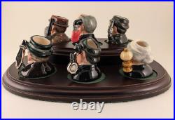 ROYAL DOULTON SHERLOCK HOLMES Tiny Character Jugs Set With COA & Display