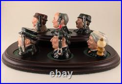 ROYAL DOULTON SHERLOCK HOLMES Tiny Character Jugs Set With COA & Display