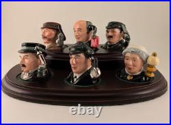 ROYAL DOULTON SHERLOCK HOLMES Tiny Character Jugs Set With COA & Display