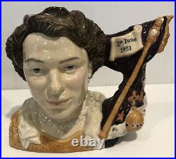 Rare Royal Doulton Jug KING GEORGE IV and QUEEN ELEZABETH II D7167 & D7168