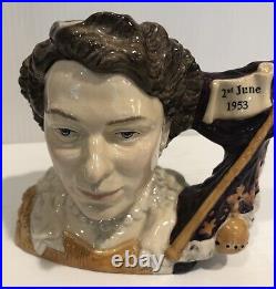 Rare Royal Doulton Jug KING GEORGE IV and QUEEN ELEZABETH II D7167 & D7168