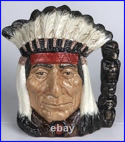 Rare one piece Artist-colored Royal Doulton Jug NORTH AMERICAN INDIAN D6611