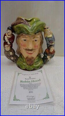 Robin Hood ROYAL DOULTON D6998 Character Jug 891/1500 Double Handle Large COA