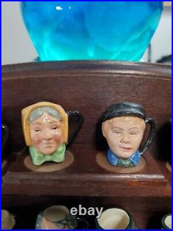 Royal Doulton 12 Miniature Charles Dickens Hand Painted Jugs Display Stand
