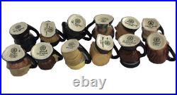 Royal Doulton 12 Miniature Charles Dickens Hand Painted Jugs Display Stand Vtg
