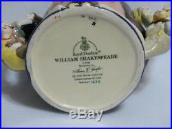 Royal Doulton 2-Handled Character Jug D6933 William Shakespeare w COA #1272/2500