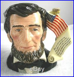 Royal Doulton Abraham Lincoln Large 7 In. Toby Character Jug, Mint, England