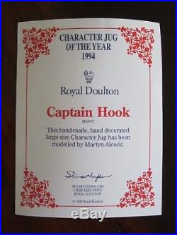 Royal Doulton Captain Hook D6947 Toby Character Mug Jug of the Year 1994 NIB