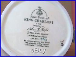 Royal Doulton Character Jug KING CHARLES I 3 Handles D6917 1992 ONLY LE