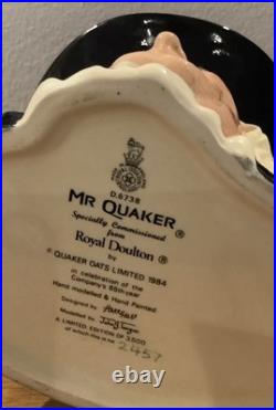 Royal Doulton Character Jug Mr. Quaker D6738 Large size 1984 Limited Ed. WithCOA