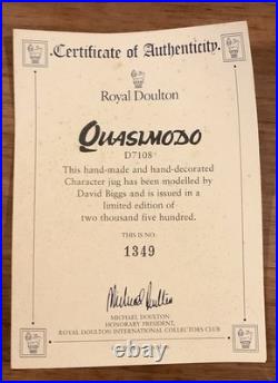 Royal Doulton Character Jug Quasimodo D7108 Large Limited Edition, Box, COA 1998