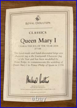 Royal Doulton Character Jug Queen Mary I D7188 Large Jug of the Year 2004 COA