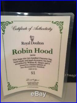 Royal Doulton Character Jug Robin Hood 2 Handle Rare D6998 No 51 0f 2500 Produce
