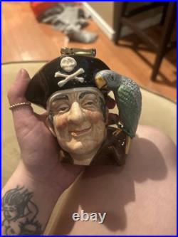 Royal Doulton Character Jug Set-Bacchus 1958 & Long John Silver 1951-Rare Pewter