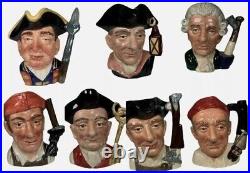 Royal Doulton Character Jug Set Full Williamsburg Set Of 7 Miniature Size