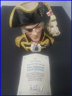 Royal Doulton Character Jug Vice Admiral Lord Nelson D6932 LARGE 1993 WITH COA