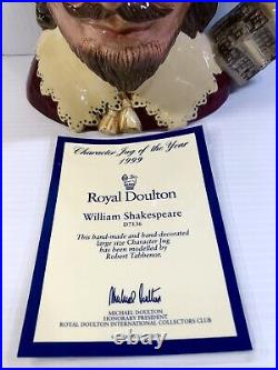 Royal Doulton Character Jug WILLIAM SHAKESPEAR D7136 with COA