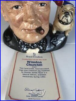 Royal Doulton Character Jug WINSTON CHURCHILL D6907 (with COA)