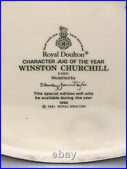 Royal Doulton Character Jug WINSTON CHURCHILL D6907 (with COA)