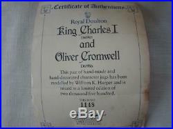 Royal Doulton Character Jugs King Charles & Oliver Cromwell Set D 6985 D6986 COA