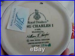 Royal Doulton Character Jugs King Charles & Oliver Cromwell Set D 6985 D6986 COA
