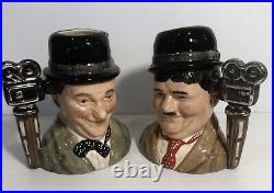 Royal Doulton Character Jugs Laurel and Hardy D7008 / D7009 (with COA)