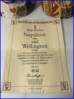 Royal Doulton Character Jugs Napoleon and Wellington D7001 & D7002 with COA