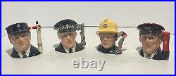 Royal Doulton Character Jugs Policeman Fireman Postman & Engine Driver Small 4