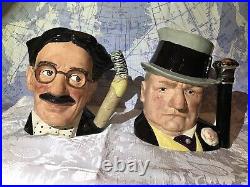 Royal Doulton Character Toby Jugs GROUCHO MARX D6710 & W. C. FIELDS D6674