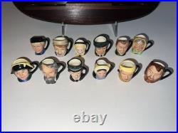 Royal Doulton Charles Dickens Commemorative Set 12 Character Jugs & Shelf