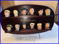 Royal Doulton Charles Dickens Commemorative Set 12 Character Jugs & Shelf