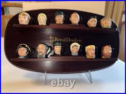 Royal Doulton Charles Dickens Commemorative Set 12 Character Jugs & Shelf