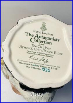 Royal Doulton Civil War Ulysses S. Grant &Robert E. Lee Dual Character Jug In1983