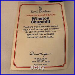 Royal Doulton D6907 Winston Churchill Large Size Character Jug Of The Year + COA