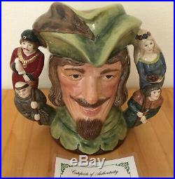 Royal Doulton D6998 Robin Hood Large Two-Handled Toby Character Jug with COA