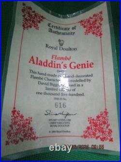 Royal Doulton England Toby Flambe Aladdin's Genie with Cert Signed By Artist