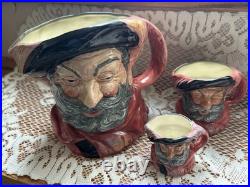 Royal Doulton Falstaff Jug Set D6287 6 Large Medium Small England 1949