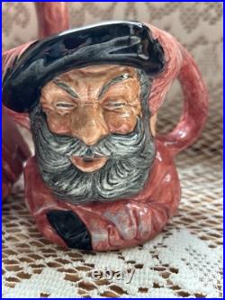 Royal Doulton Falstaff Jug Set D6287 6 Large Medium Small England 1949