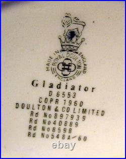 Royal Doulton GLADIATOR Character Jug w 4 lines of Registration Marks