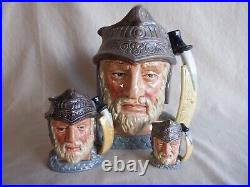 Royal Doulton Gladiator Character Jugs-Set of 3 Lg. D6550 Sm. D6553 Mini D6556