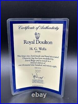 Royal Doulton H. G. WELLS SIGNED #337 COA Toby Mug Jug 1998 LARGE D7095 With Box