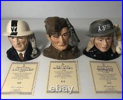 Royal Doulton HEROS OF THE BLITZ Character Jug Set D6872, D6886 & D6887