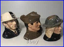 Royal Doulton HEROS OF THE BLITZ Character Jug Set D6872, D6886 & D6887