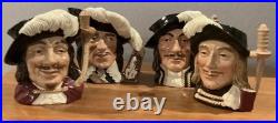 Royal Doulton Jugs 3 Musketeers Aramis Porthos Athos + D'Artagnan 4 Large Size