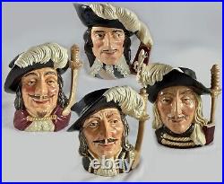 Royal Doulton Jugs- 3 Musketeers Aramis, Porthos, Athos plus D'Artagnan as 4th