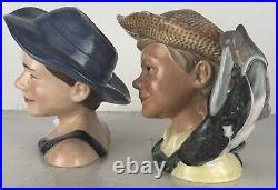 Royal Doulton Jugs TOM SAWYER and HUCKLEBERRY FINN D7187 and D7177